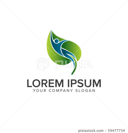 Natural people leaf logo design concept template - Stock Illustration ...