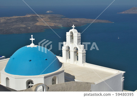 Blue church in santorini Blue church in santorini 59480395