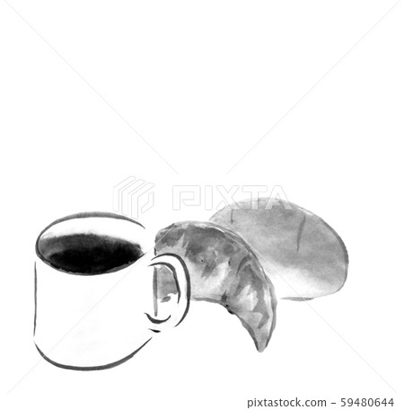 Coffee and bread (hand-drawn illustration of ink) 59480644