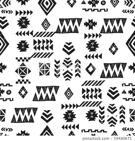 Seamless Ethnic pattern. Tribal vector abstract monochrome background 59480671