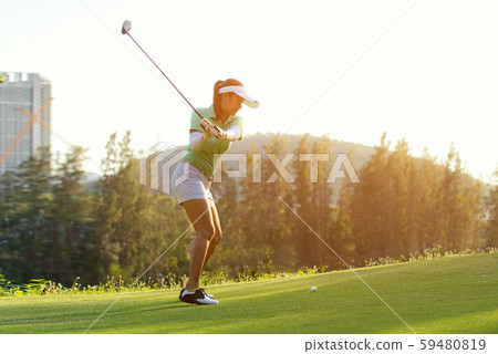 Healthy Sport. Asian Sporty woman golfer player  59480819