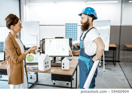 People working on alternative energy project in the office People working on alternative energy project in the office 59480904
