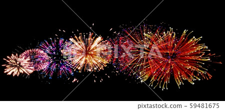 Bright grand festive fireworks on dark background Bright grand festive fireworks on dark background 59481675