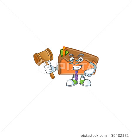 Slice cake character judge on white background Slice cake character judge on white background 59482381