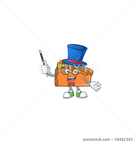 Slice cake character magician on white background Slice cake character magician on white background 59482383