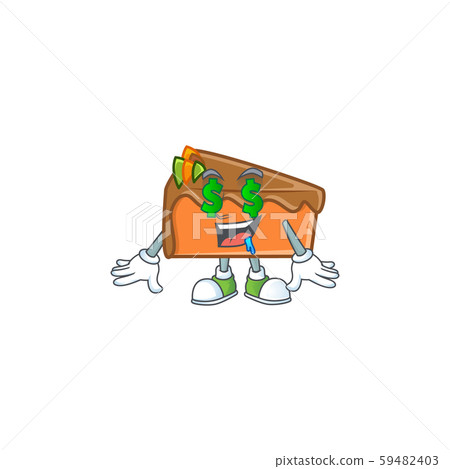 Slice cake character money eye on white background Slice cake character money eye on white background 59482403