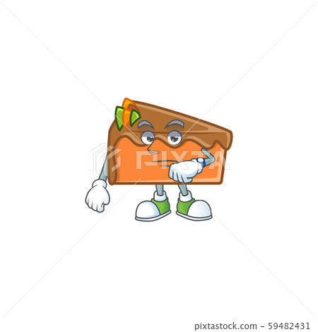 Slice cake character waiting on white background Slice cake character waiting on white background 59482431