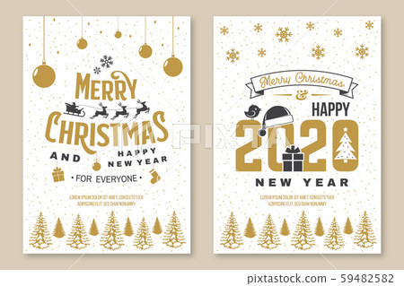 Set of Merry Christmas and 2020 Happy New Year flyer, greeting cards. Set quotes with snowflakes Set of Merry Christmas and 2020 Happy New Year flyer, greeting cards. Set quotes with snowflakes 59482582