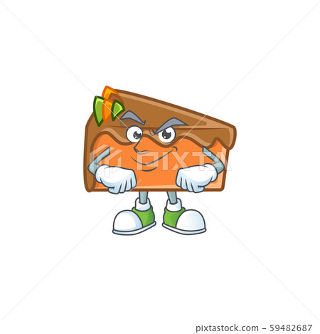 Dessert slice cake cartoon character mascot smirking. Dessert slice cake cartoon character mascot smirking. 59482687