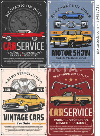 Vintage Cars Auto Vehicle Spare Parts And Pistons Stock Illustration 59482738 Pixta