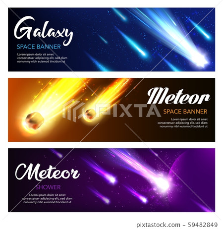 Falling Meteors Comets And Stars In Night Sky Stock Illustration