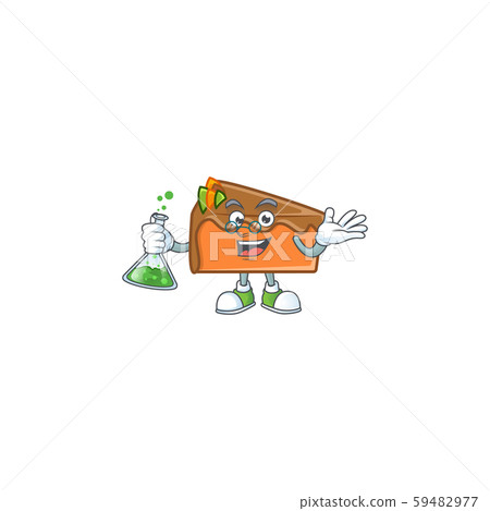 Dessert slice cake cartoon character mascot professor. 59482977