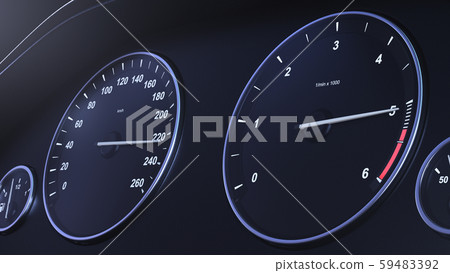 3d render Car Speedometer Macroplane Gaining Speed 59483392