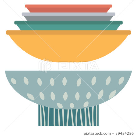 Stack of Clay Pots Isolated Flat Kitchen Utensils 59484286