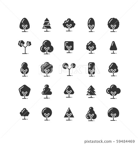 Tree solid icon set. Vector and Illustration. 59484469