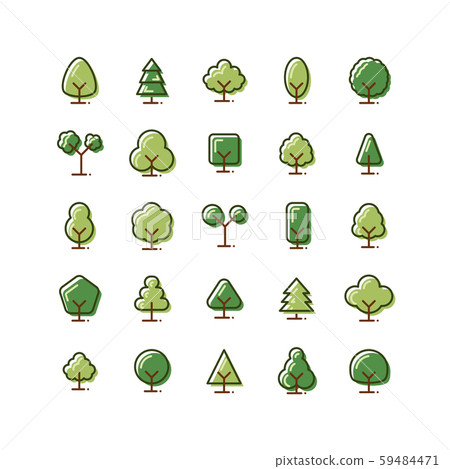 Tree filled outline icon set. Vector and Tree filled outline icon set. Vector and 59484471