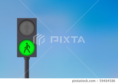 Pedestrian Traffic Light. Green light on. Sky background Pedestrian Traffic Light. Green light on. Sky background 59484586