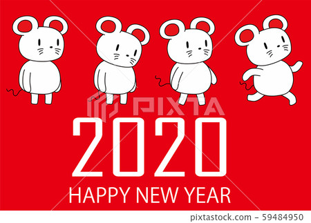 Mouse child year new year's card postcard template 59484950