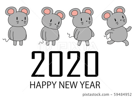 Mouse child year new year's card postcard template 59484952
