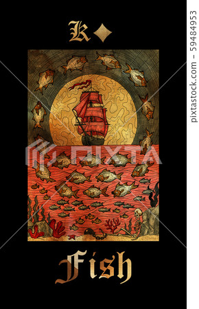Fish. Card of Lenormand oracle deck Gothic Mysteries. 59484953