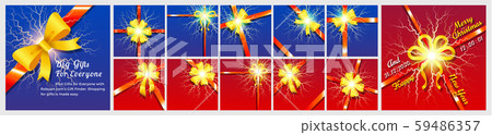 Christmas Card and Big Sale Vector Ribbons, Bows Christmas Card and Big Sale Vector Ribbons, Bows 59486357