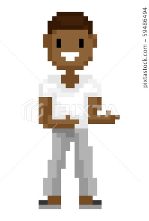 Man Pixel Character Shooting, Old Game Vector 59486494