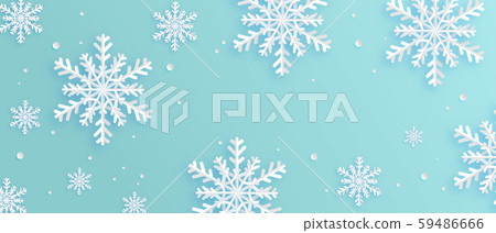 Paper art made snowflakes on blue background. - Stock Illustration ...