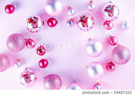 Christmas decorations on pink 59487102