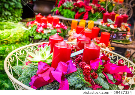 Decorated advent candles Decorated advent candles 59487324