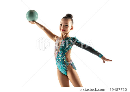 Little flexible female gymnast isolated on white studio background Little flexible female gymnast isolated on white studio background 59487730