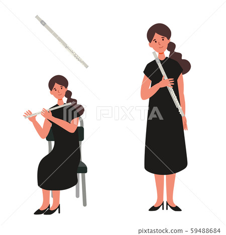 一個女人吹長笛的矢量圖 一個女人吹長笛的矢量圖 59488684