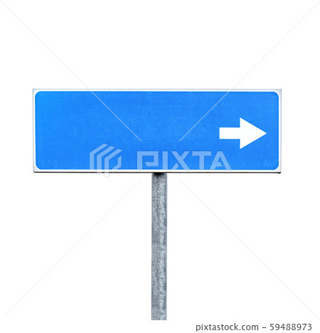 New blank blue road sign isolated 59488973