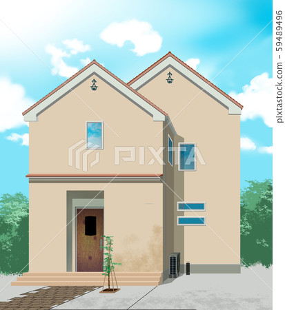 Illustration material Anime style illustration Front of house Illustration material Anime style illustration Front of house 59489496