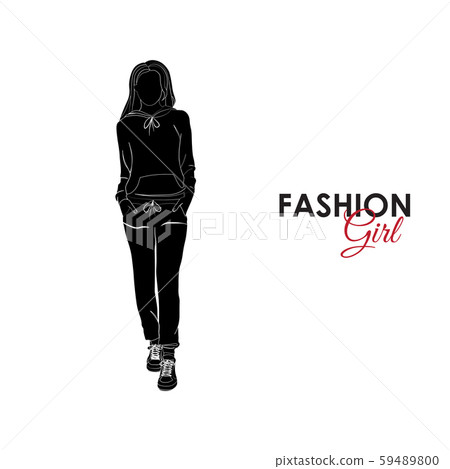 Fashionable girl. Fashion. Silhouette of a girl. Girl in a sports suit Fashionable girl. Fashion. Silhouette of a girl. Girl in a sports suit 59489800