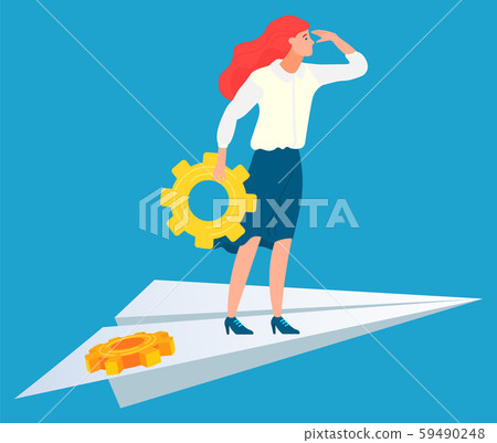 Worker with Cogwheel, Business Success Vector Worker with Cogwheel, Business Success Vector 59490248