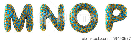 Letter set M, N, O, P made of realistic 3d render golden shining metallic. Letter set M, N, O, P made of realistic 3d render golden shining metallic. 59490657