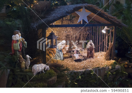 Christmas creche with Joseph Mary and Jesus Christmas creche with Joseph Mary and Jesus 59490851