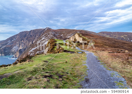 Path on top of the Slieve League Cliffs which are among the highest sea cliffs in Europe rising 1972 Path on top of the Slieve League Cliffs which are among the highest sea cliffs in Europe rising 1972 59490914