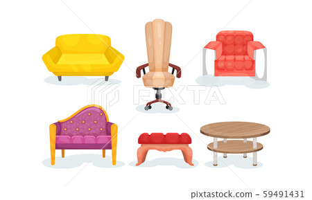 Set Of Different Types Of Chairs For Designer Work Vector Illustration 59491431