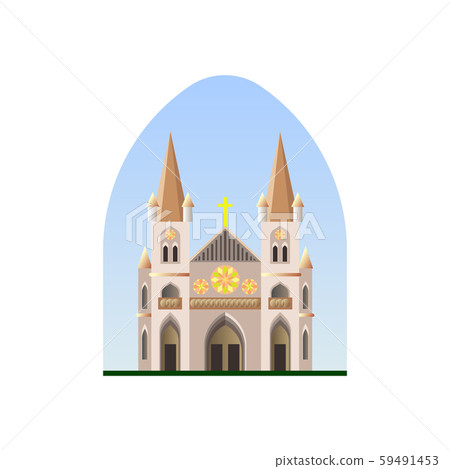 Christian cathedral vector. Christian temple. Catholic Church. Building 59491453