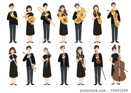 Vector illustration of male and female musicians with musical instruments 59491834