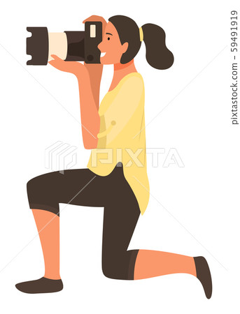 Woman Paparazzi on Knee Making Professional Shoots 59491919