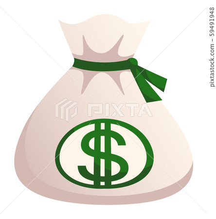 Tied Cloth Bag with Dollar, Money in Cash Finances 59491948