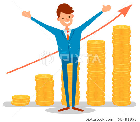 Happy Businessman ,Financial Growth Graph Vector - Stock Illustration ...