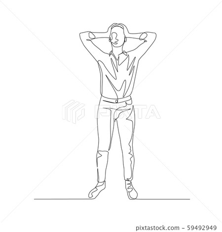 Continuous one line woman holds on to her head... - Stock Illustration ...