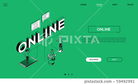 Online communication landing page vector template Online communication landing page vector template 59492991