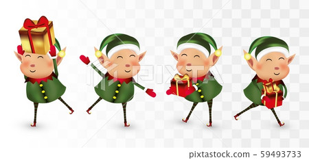 Collection of Christmas elves isolated on transparens background. Little elves. Santa's helpers 59493733