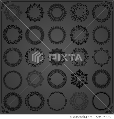 Vintage Set of Round Elements - Stock Illustration [59493889] - PIXTA