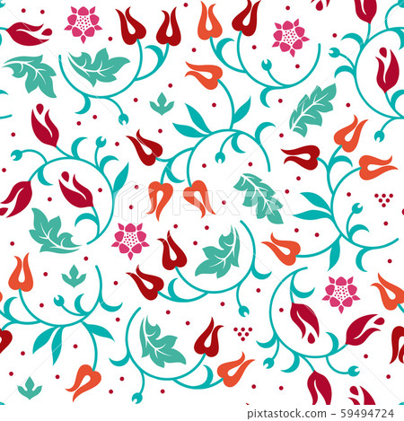 Floral seamless pattern with cold color scheme. Vector illustration Floral seamless pattern with cold color scheme. Vector illustration 59494724