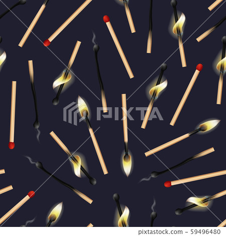 Realistic Detailed 3d Matches Flame Seamless Pattern Background. Vector 59496480